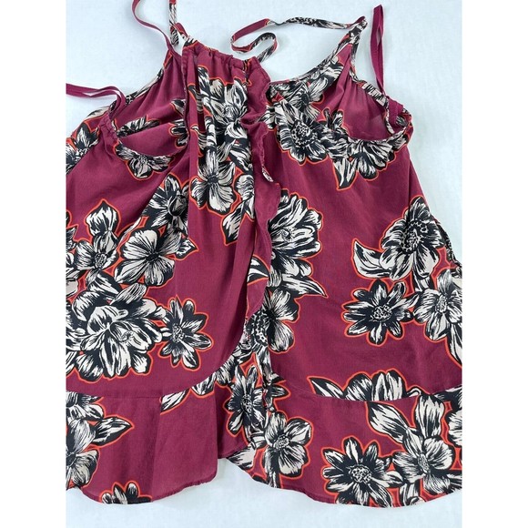 Maeve By Anthropologie Zebella Silk Floral Tank Top Size 6 Sleeveless Maroon - Picture 6 of 12